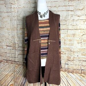Two Sisters Open Front  Over- Sized Sweater Vest